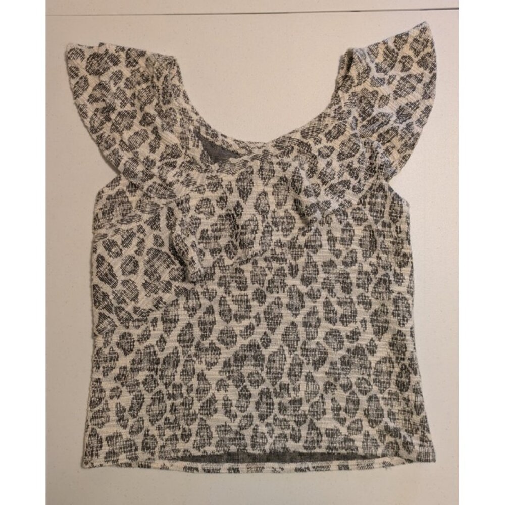 NWOT Vintage Anthropologie Dolan flutter sleeve leopard print tweed blouse
